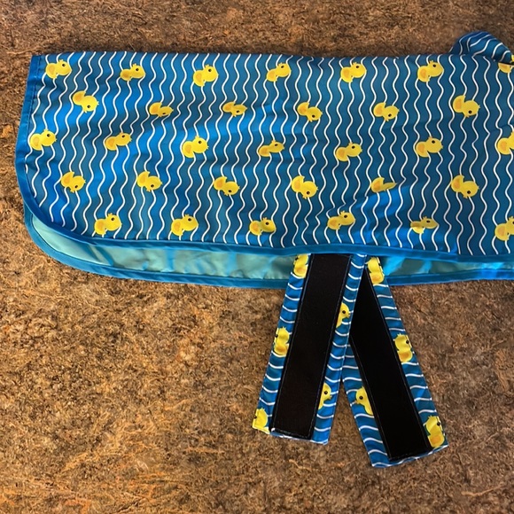 🐤🐾☔️🌦️NWOT Rubber Ducky Hooded Dog Adjustable Velcro Closure Raincoat 🐾💛💙 - Picture 11 of 12